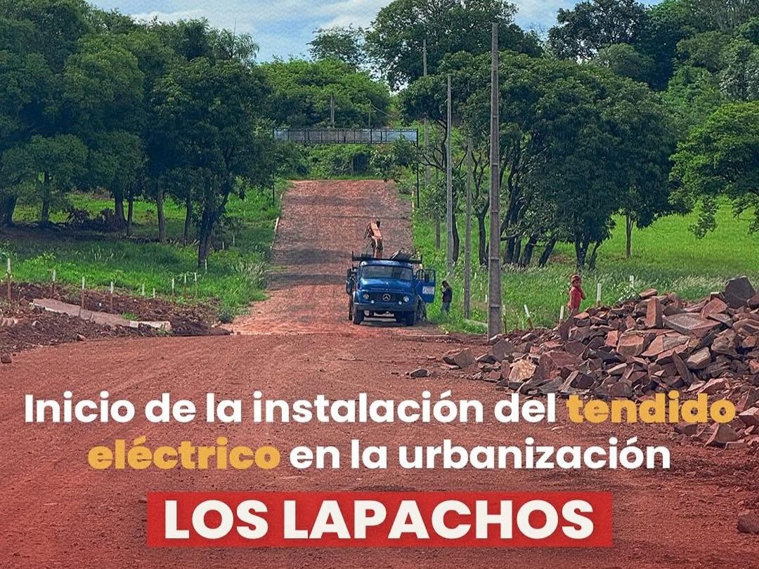 Inicio de la instalación del tendido eléctrico en la urbanización Los Lapachos